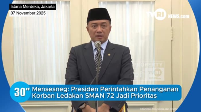 Mensesneg: Presiden Perintahkan Penanganan Korban Ledakan SMAN 72 Jadi Prioritas